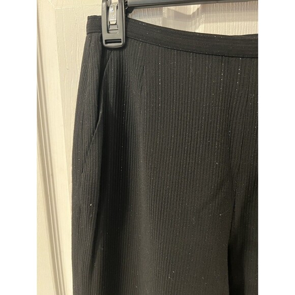 Lafayette 148 Pants Womens Petite 8P Black Wool Trouser Dress Pinstripe career - Picture 3 of 10